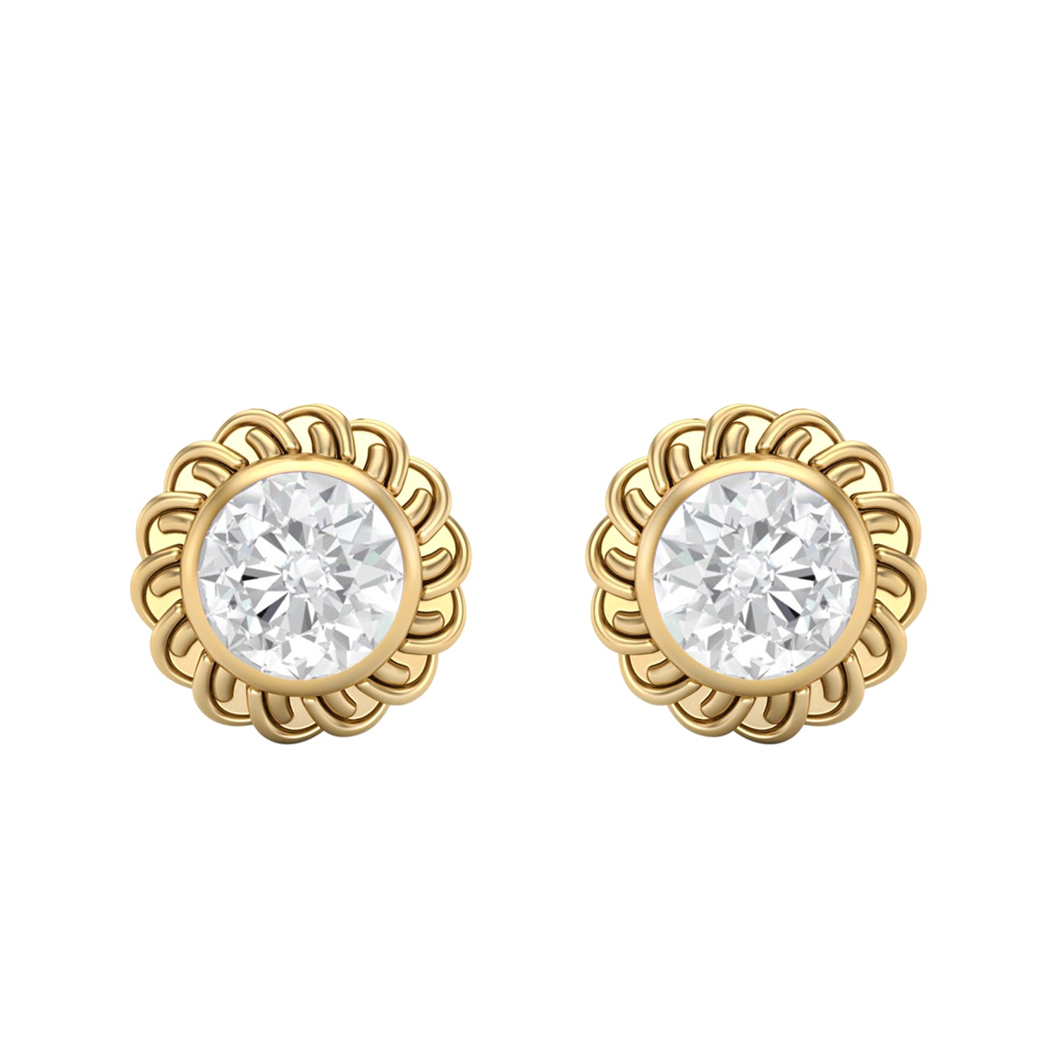Moissanite Twisted Floral Halo Stud Earrings – Sterling Silver