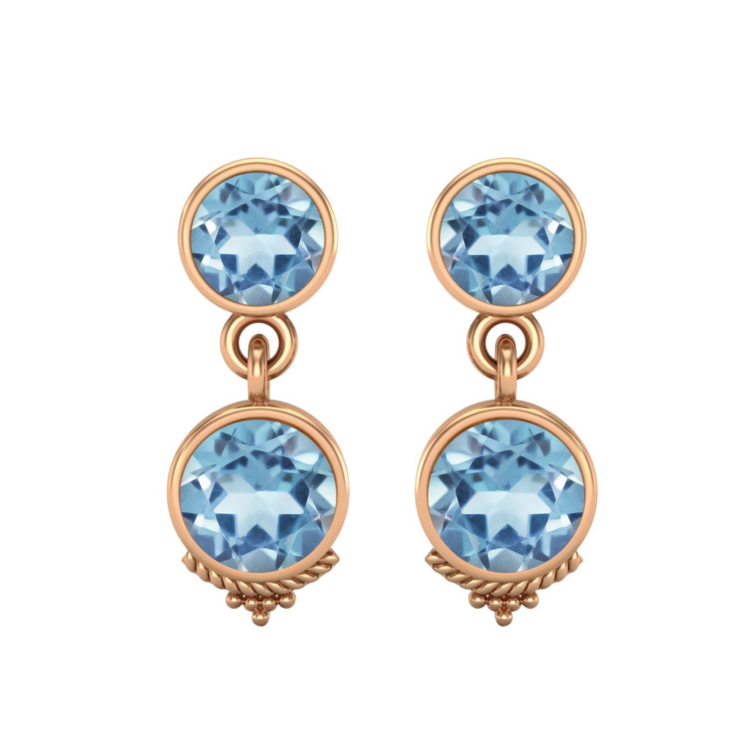Aquamarine Double Bezel Drop Design Earrings – Sterling Silver