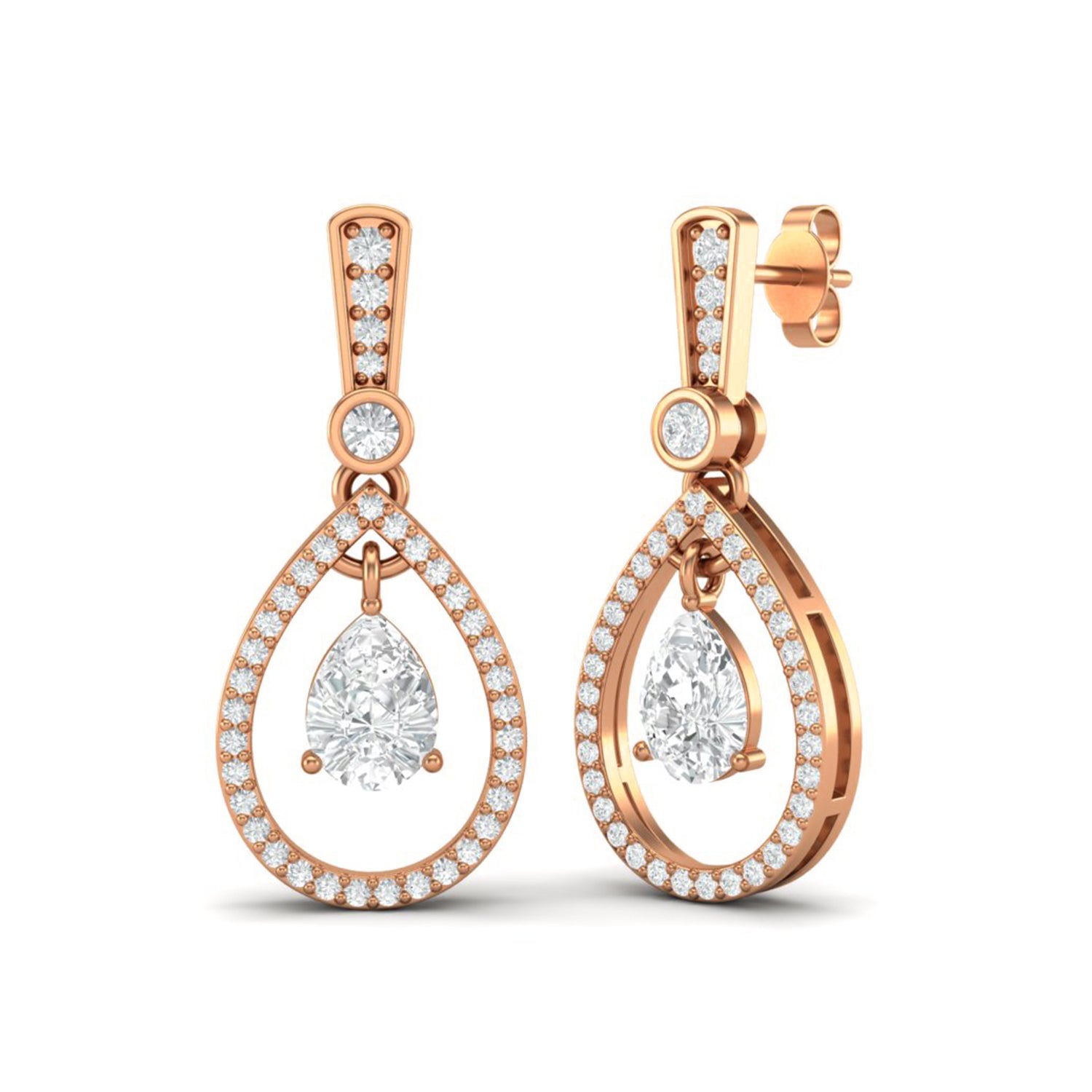Moissanite Halo Drop Dangle Earrings – Sterling Silver
