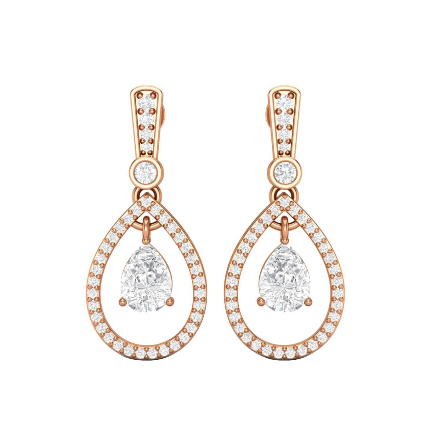 Moissanite Halo Drop Dangle Earrings – Sterling Silver
