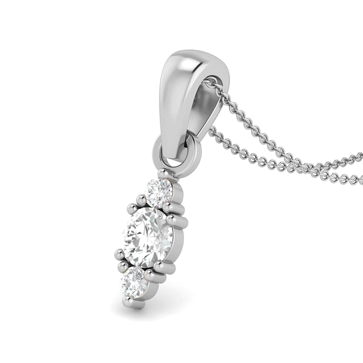 Round Moissanite Cluster Drop Pendant - Sterling Silver