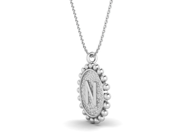 925 Sterling Silver Initial Necklace - N
