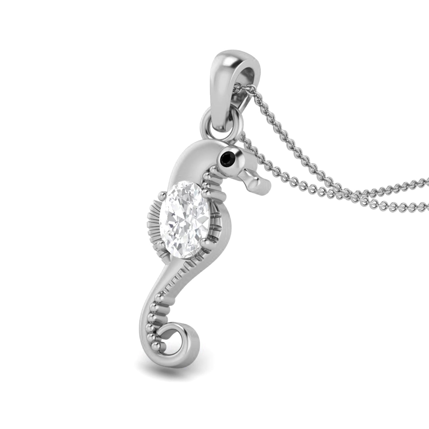Moissanite Seahorse Sparkling Pendant - Sterling Silver