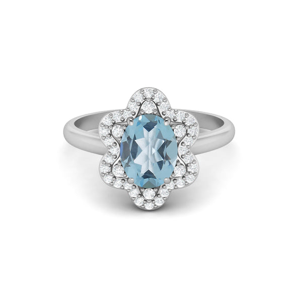 Natural Blue Topaz Bridal Gift Ring 925 Sterling Silver Wedding Ring