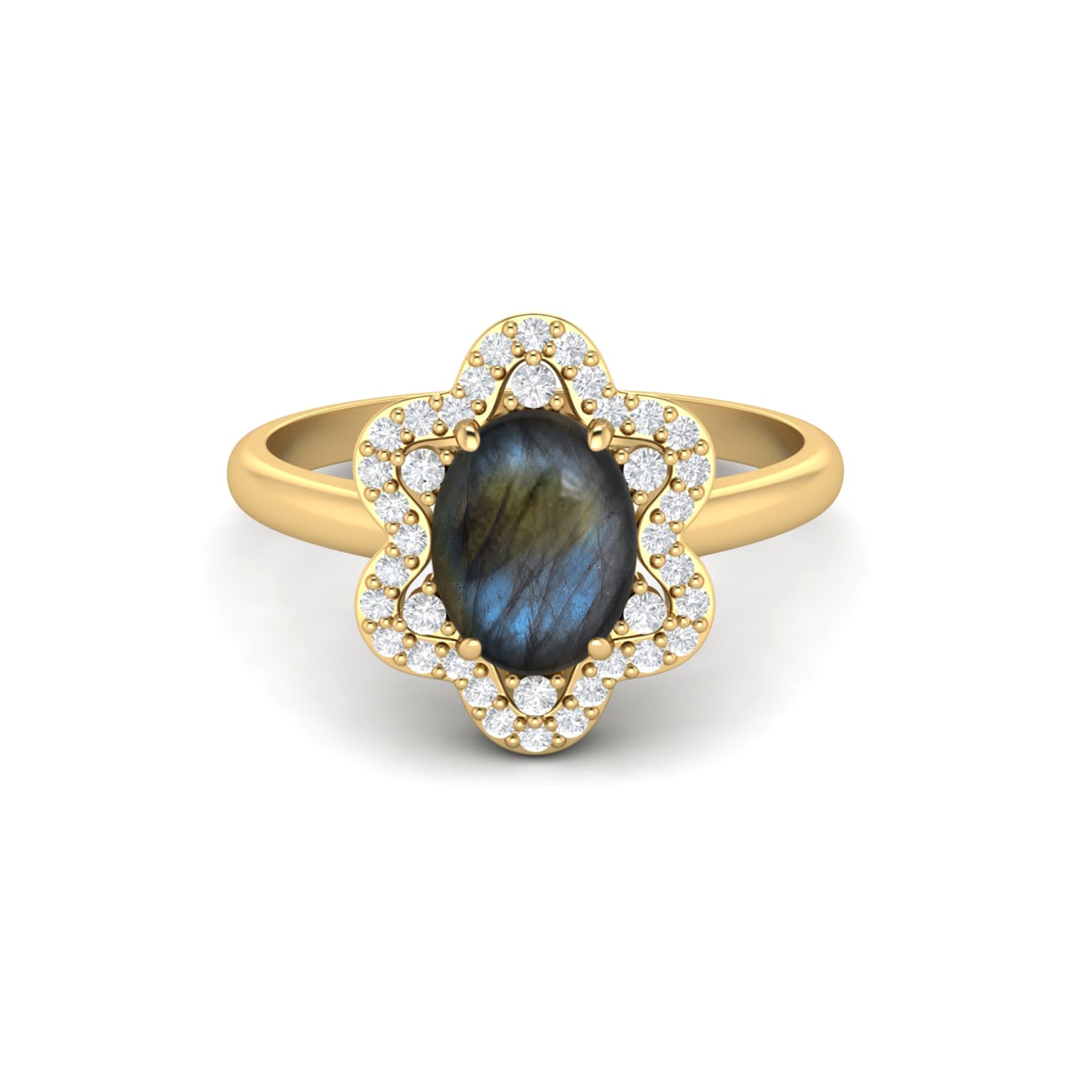 Labradorite Halo Ring – Sterling Silver