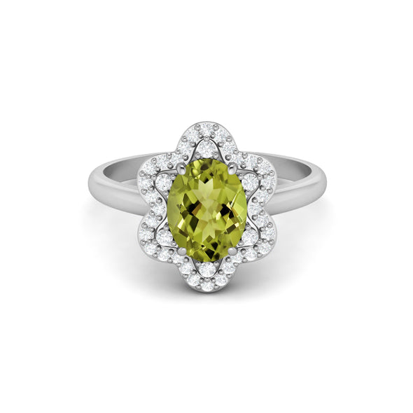 Art Deco Peridot Engagement Ring Vintage Bridal Wedding Ring