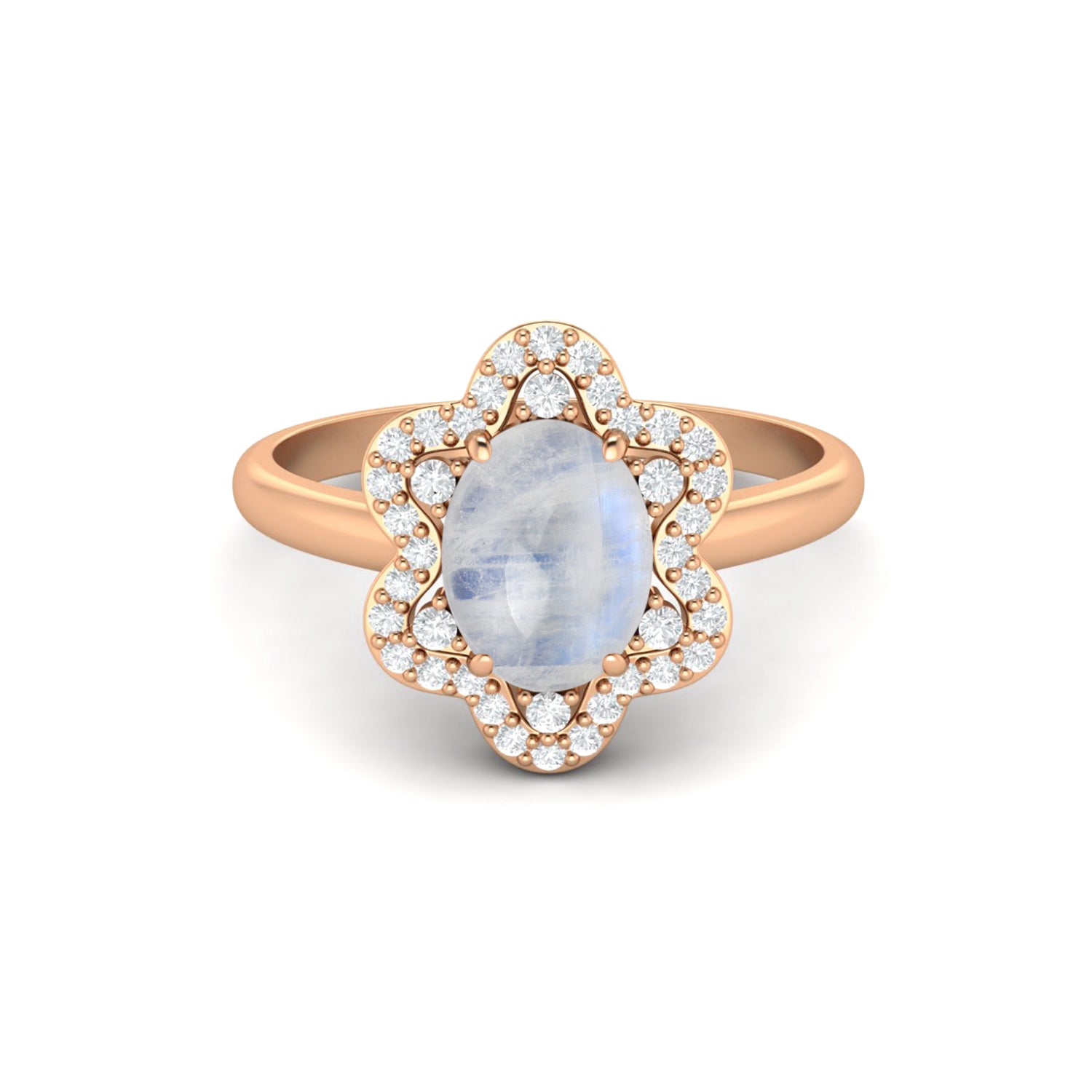 Moonstone Halo Ring – Sterling Silver