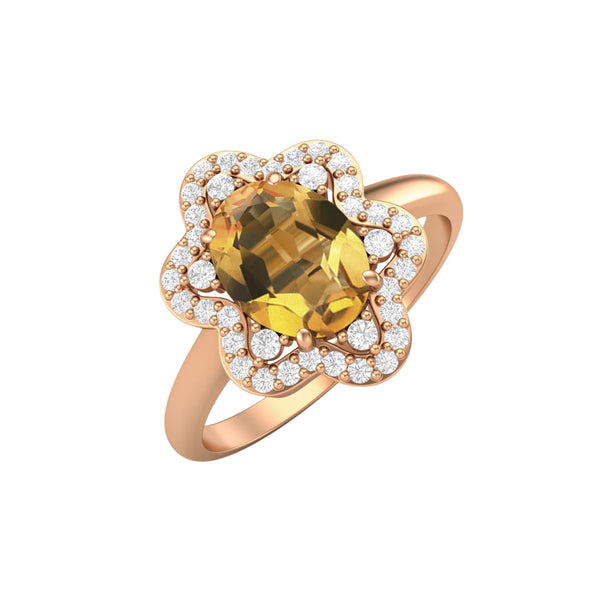 Oval Shaped Citrine Wedding Ring 925 Sterling Silver Ring