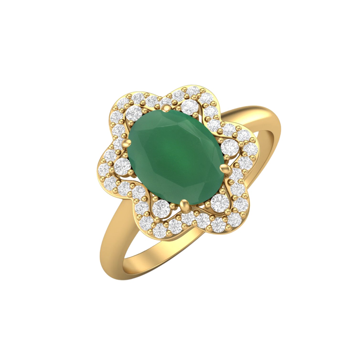 Green Onyx Halo Ring – Sterling Silver