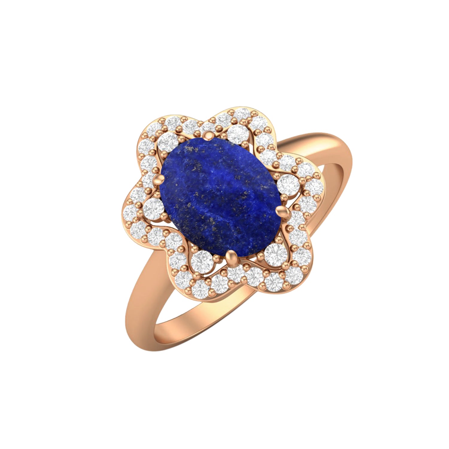Lapis Halo Ring – Sterling Silver