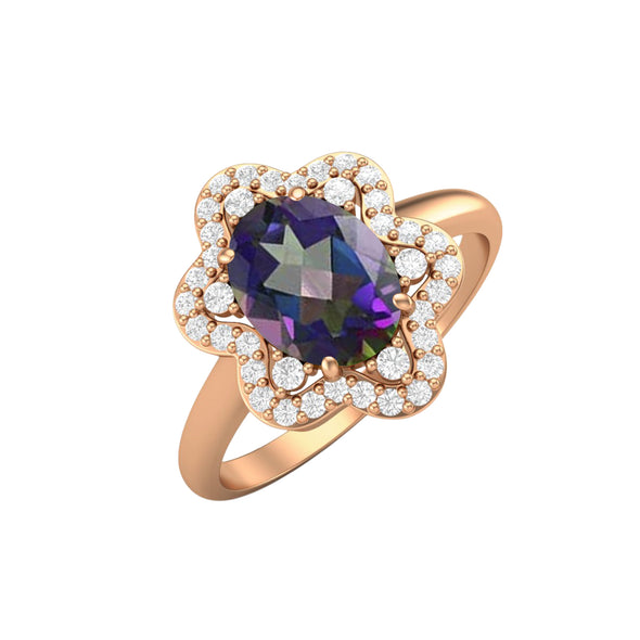 Bio Color Mystic Topaz Engagement Ring 925 Sterling Silver Bridal Ring