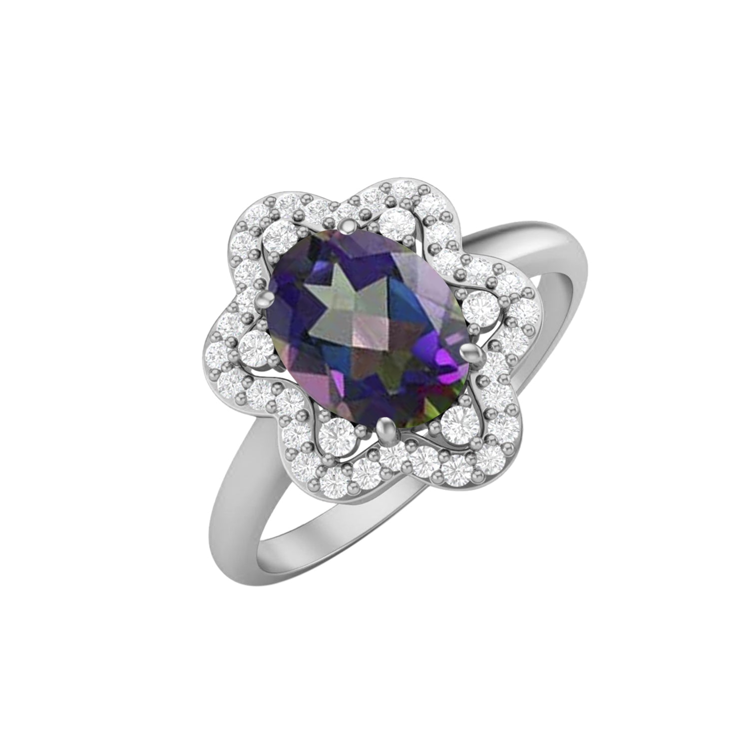 Anello di fidanzamento con topazio mistico Bio Color, anello nuziale in argento sterling 925