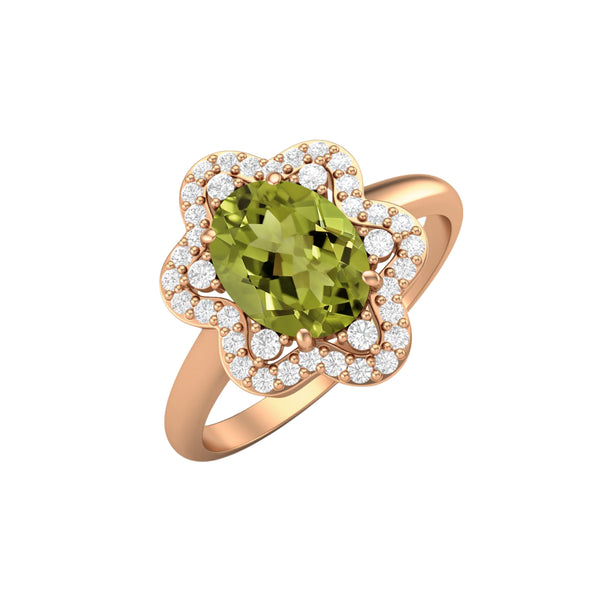 Art Deco Peridot Engagement Ring Vintage Bridal Wedding Ring