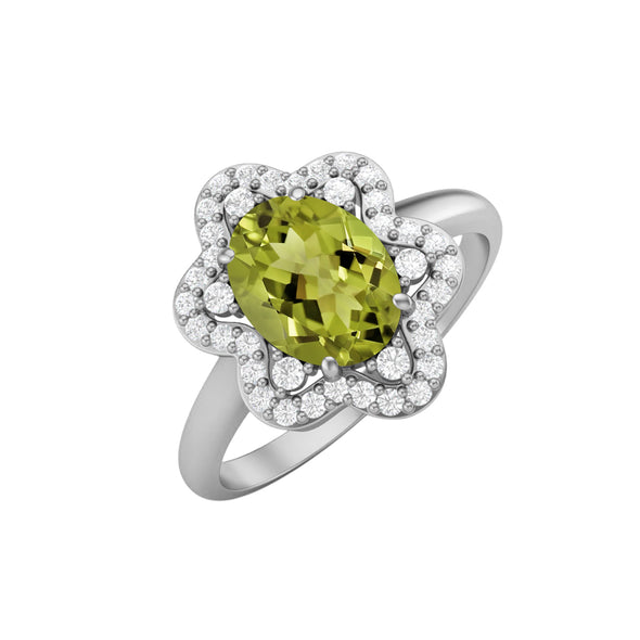 Art Deco Peridot Engagement Ring Vintage Bridal Wedding Ring