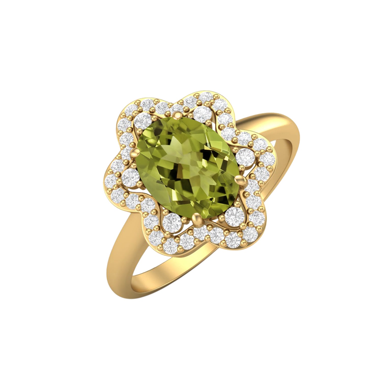 Peridot Halo Ring – Sterling Silver