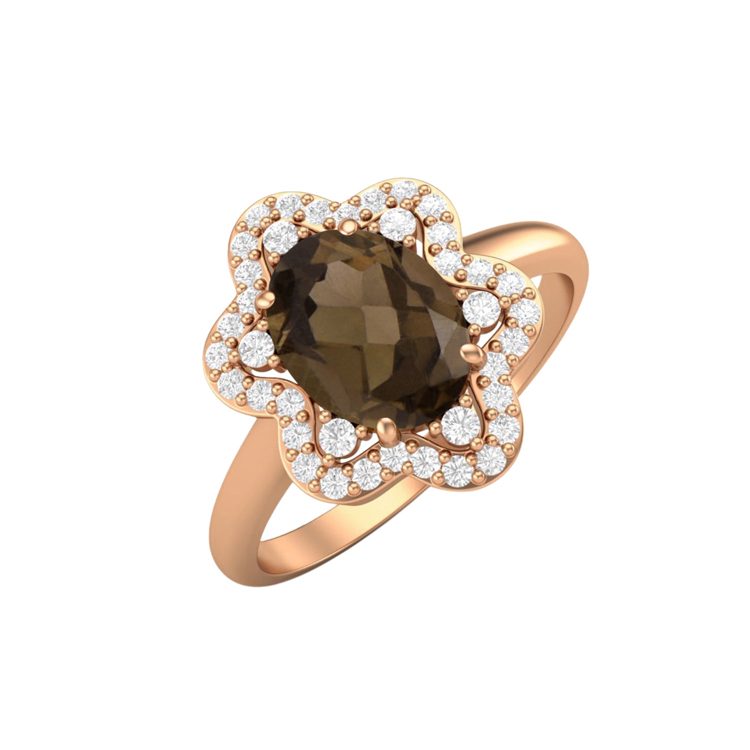 Anello nuziale in quarzo fumé naturale, anello con pietra preziosa marrone di forma ovale