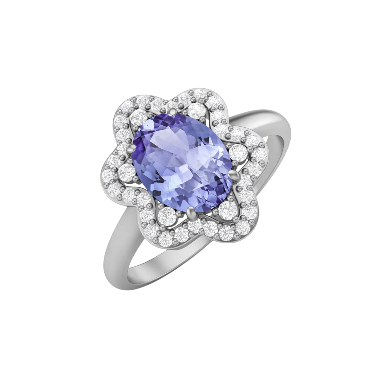 Anello nuziale ovale in argento sterling 925 con tanzanite