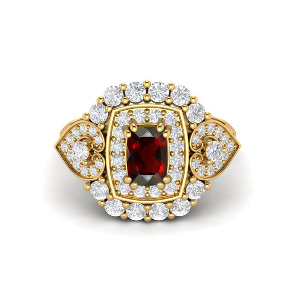 Natural Garnet Wedding Ring Vintage Oval Shaped Red Stone Bridal Gift Ring