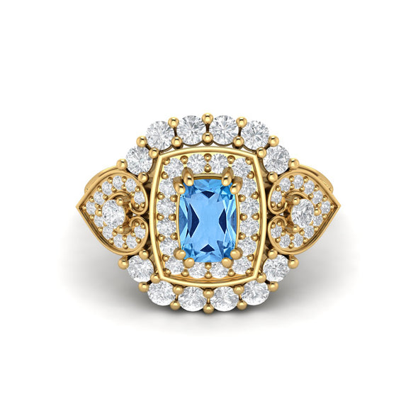 Natural Swiss Blue Topaz Promise Ring For Women Unique Bridal Ring