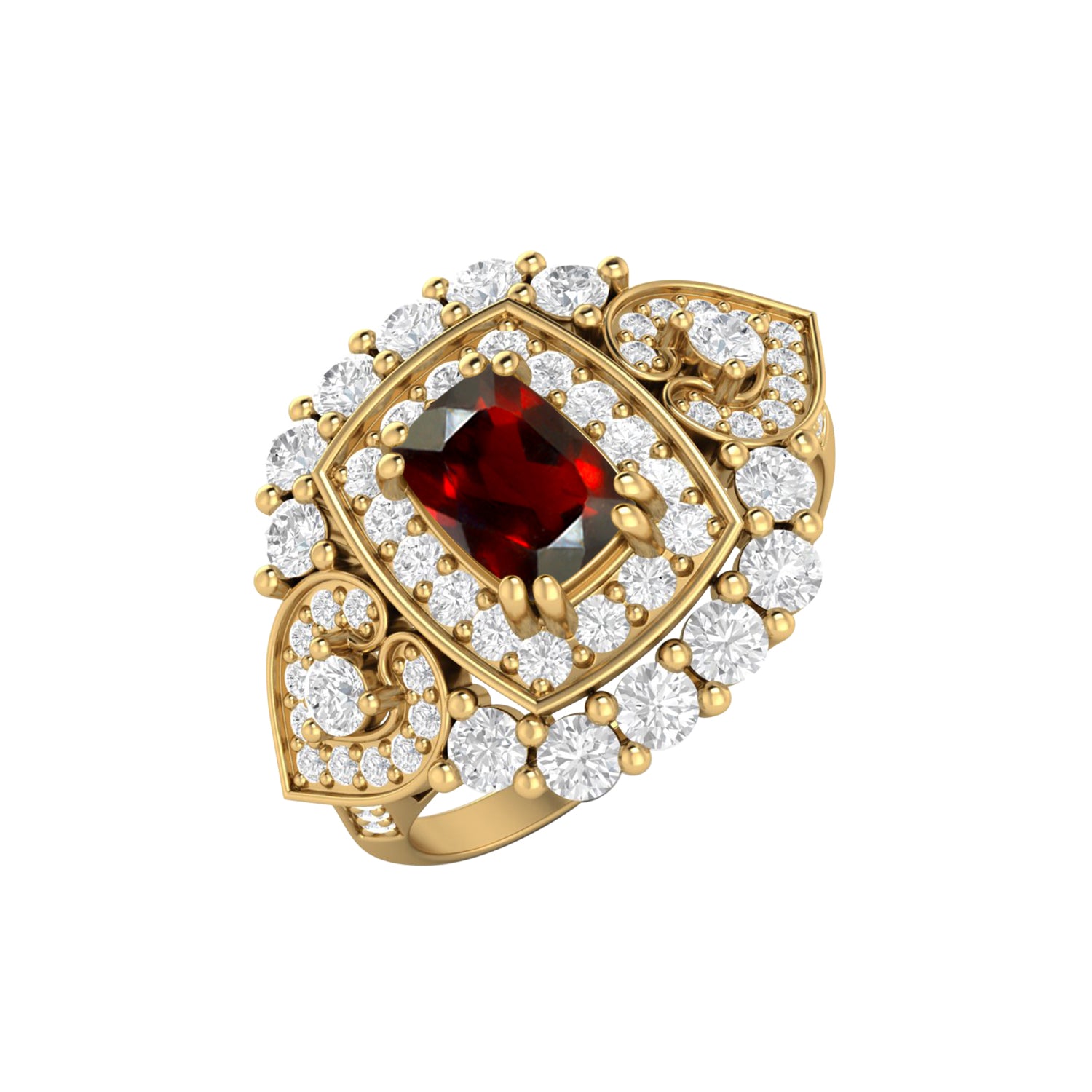 Anello con alone a forma di cuore in granato – Argento Sterling
