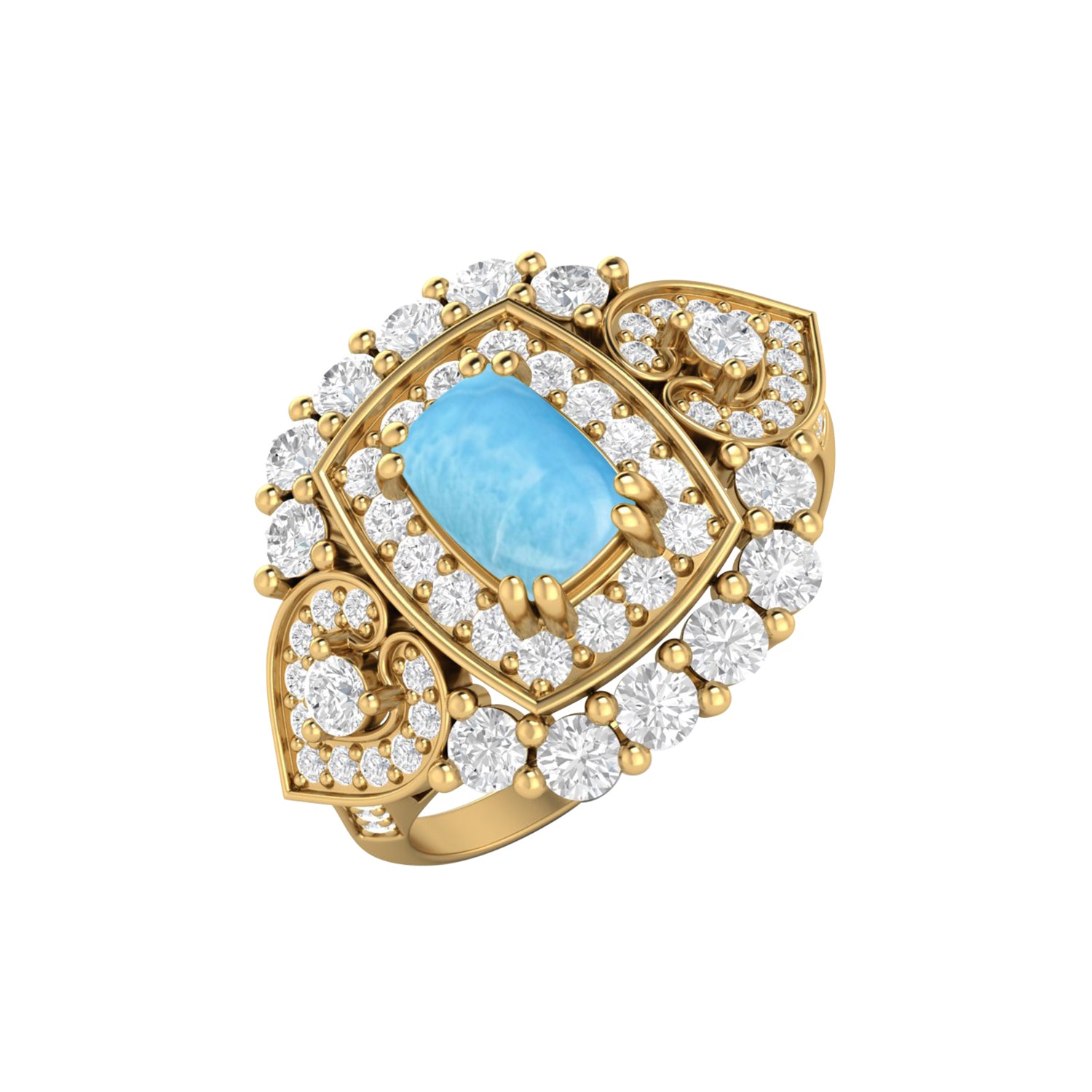 Anello di fidanzamento ovale in Larimar, anello nuziale in argento 925