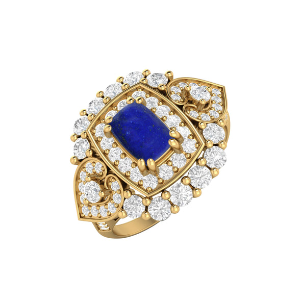 Natural Lapis Lazuli Wedding Ring 925 Sterling Silver Promise Ring