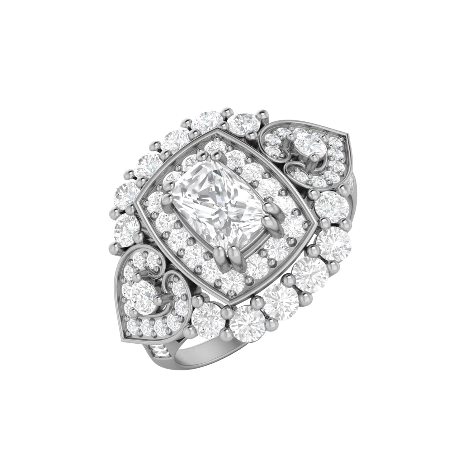 Moissanite Cushion Halo Ring – Sterling Silver
