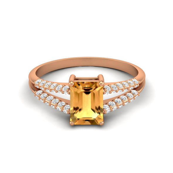 Oval Shaped Citrine Wedding Ring Natural Yellow Citrine Bridal Ring