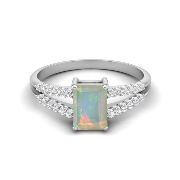 Natural Opal Wedding Ring 925 Sterling Silver Promise Ring