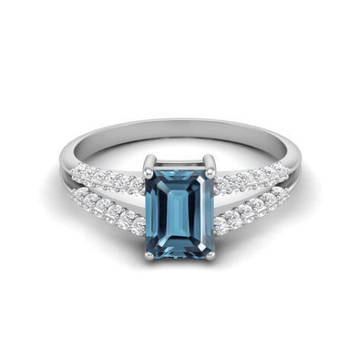 Vintage London Blue Topaz Wedding Ring Unique Promise Ring