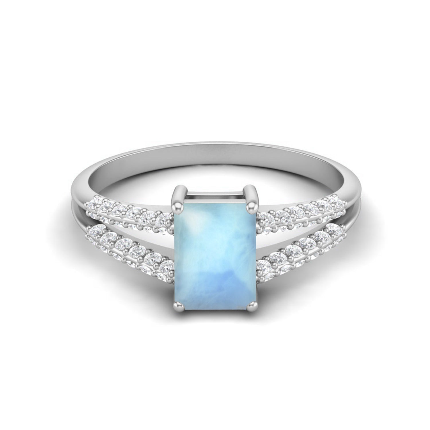 Anello nuziale in larimar naturale, anello nuziale in argento sterling 925