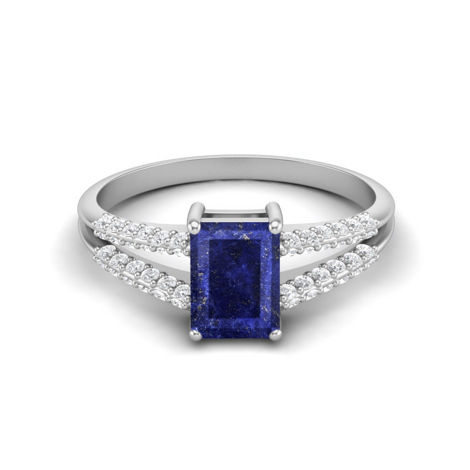 Lapis Lazuli Split Shank Accent Ring - Sterling Silver