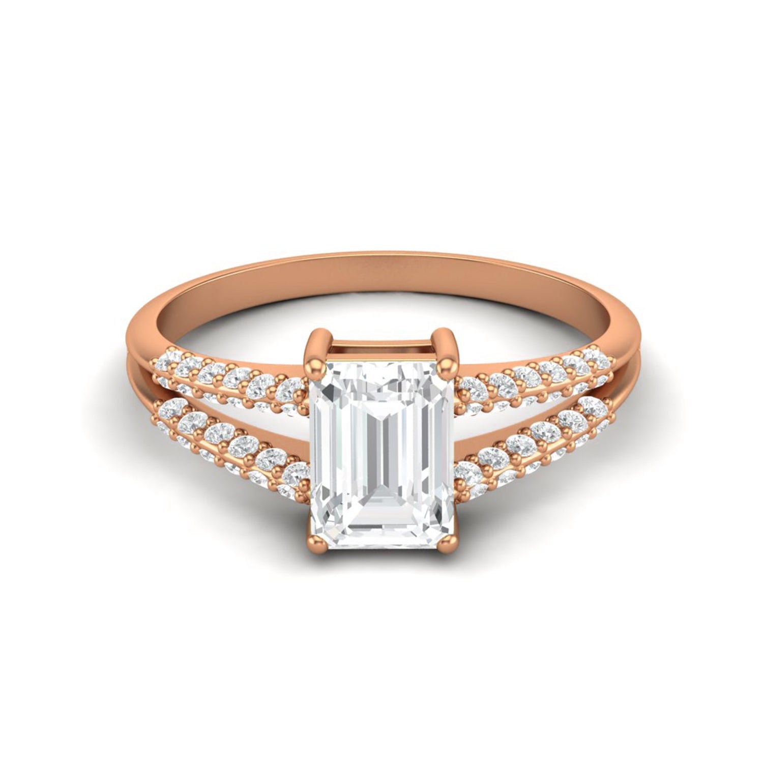 Moissanite Split Shank Ring – Sterling Silver