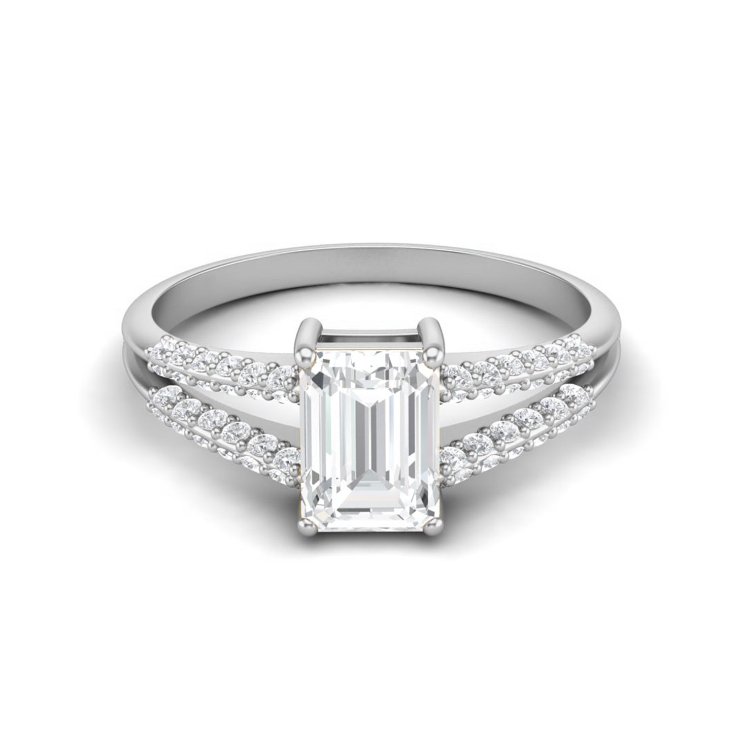 Moissanite Split Shank Ring – Sterling Silver