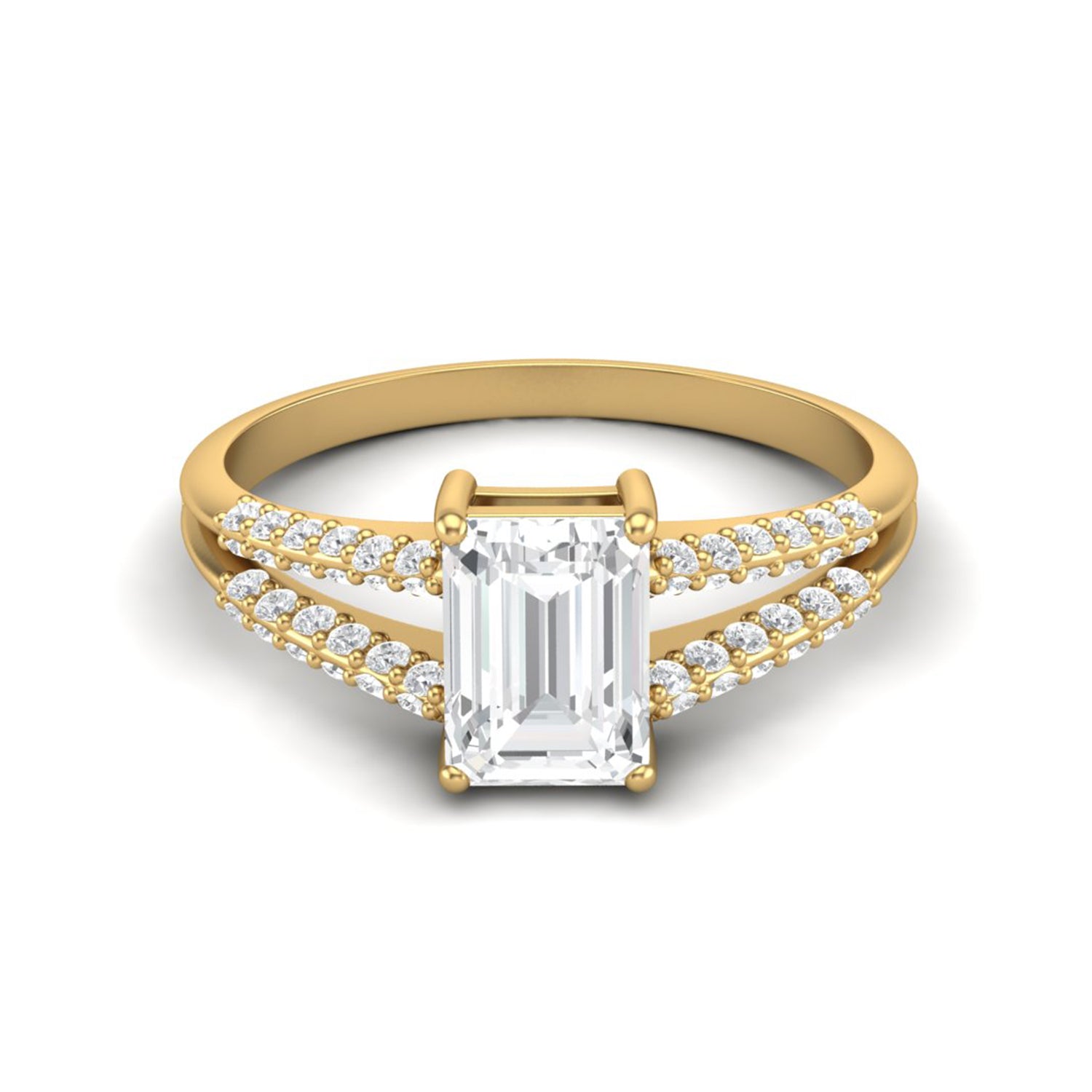 Moissanite Split Shank Ring – Sterling Silver