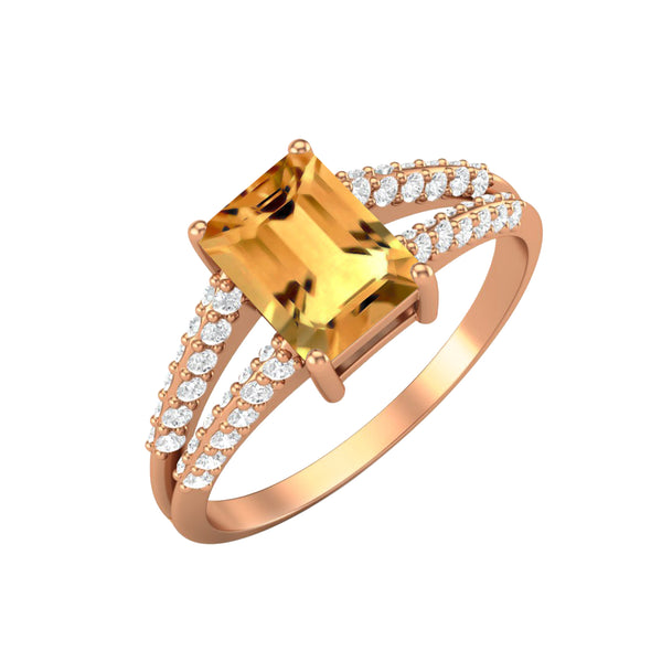 Oval Shaped Citrine Wedding Ring Natural Yellow Citrine Bridal Ring