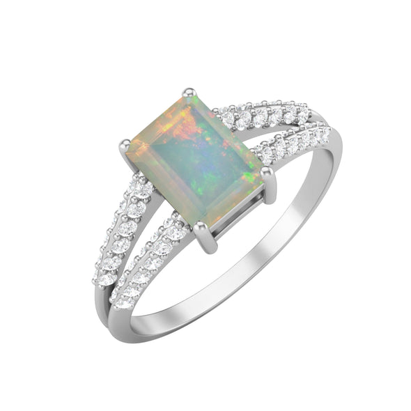 Natural Opal Wedding Ring 925 Sterling Silver Promise Ring