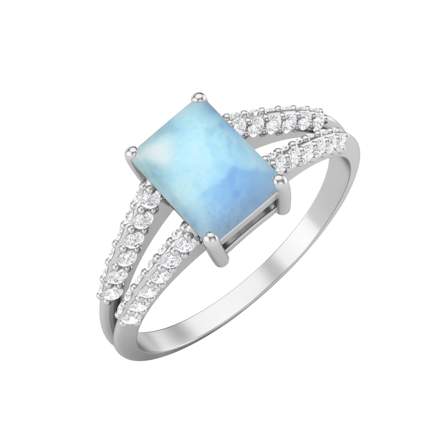 Anello nuziale in larimar naturale, anello nuziale in argento sterling 925