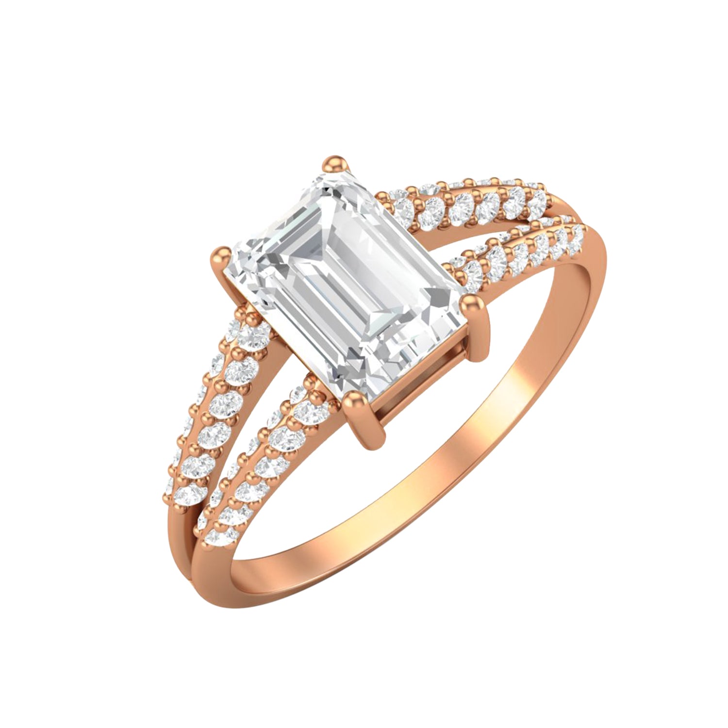 Moissanite Split Shank Ring – Sterling Silver