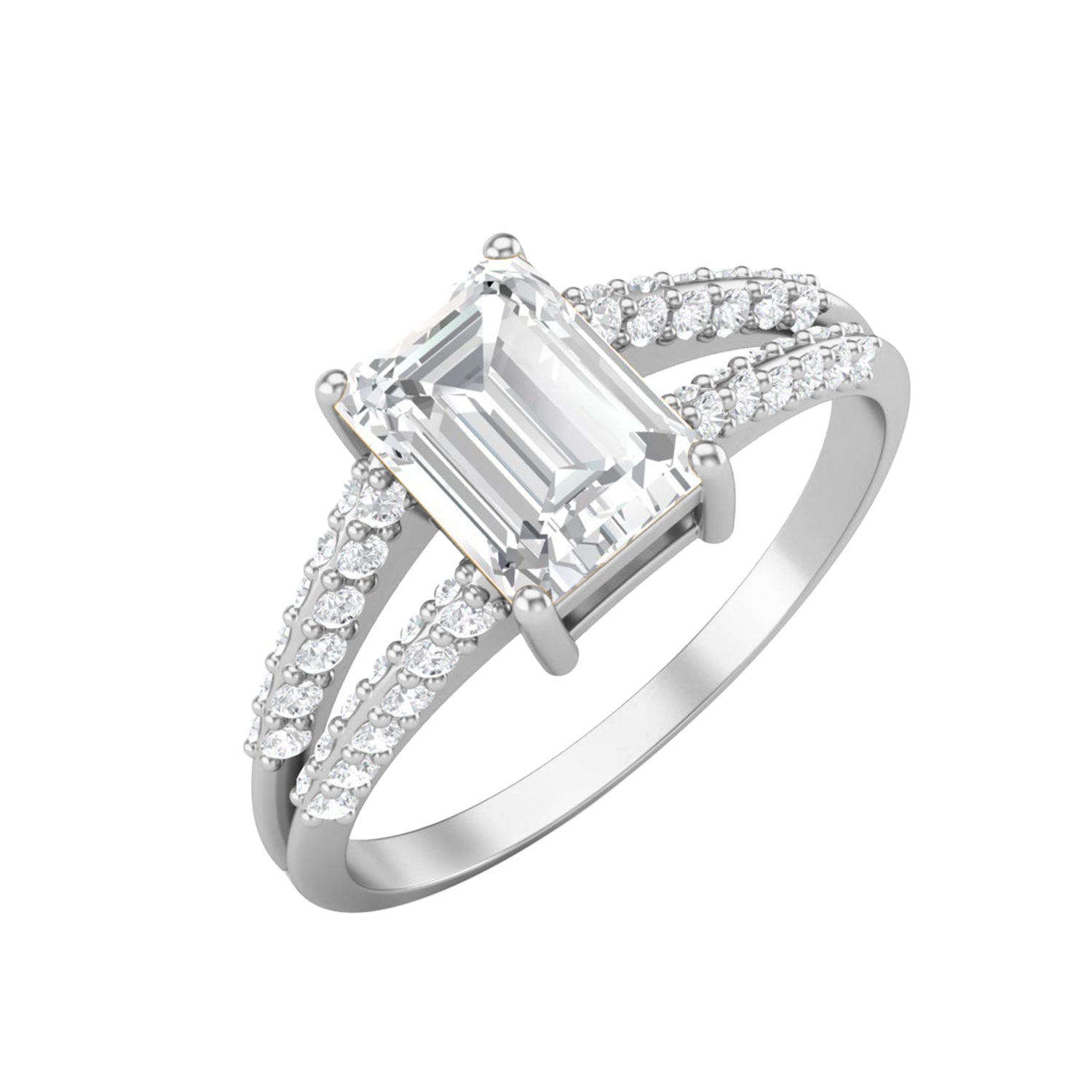 Moissanite Split Shank Ring – Sterling Silver