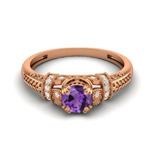 Natural Amethyst Engagement Ring Vintage Amethyst Wedding Gift Ring