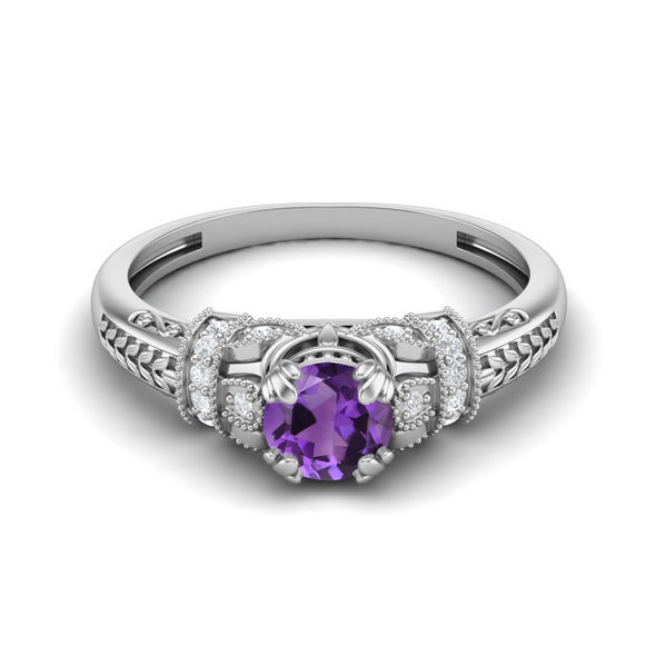 Natural Amethyst Engagement Ring Vintage Amethyst Wedding Gift Ring
