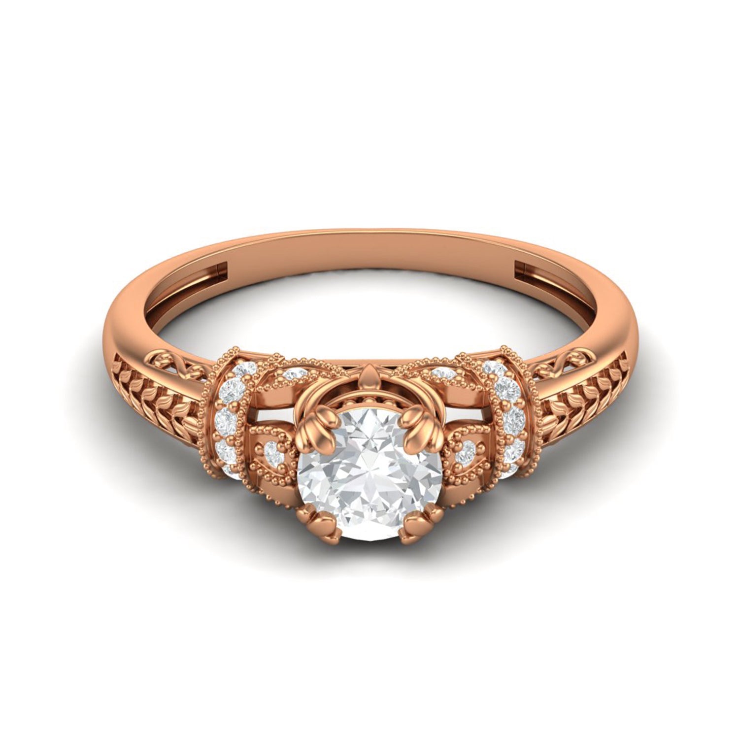 Moissanite Royal Crown Engagement Ring – Sterling Silver