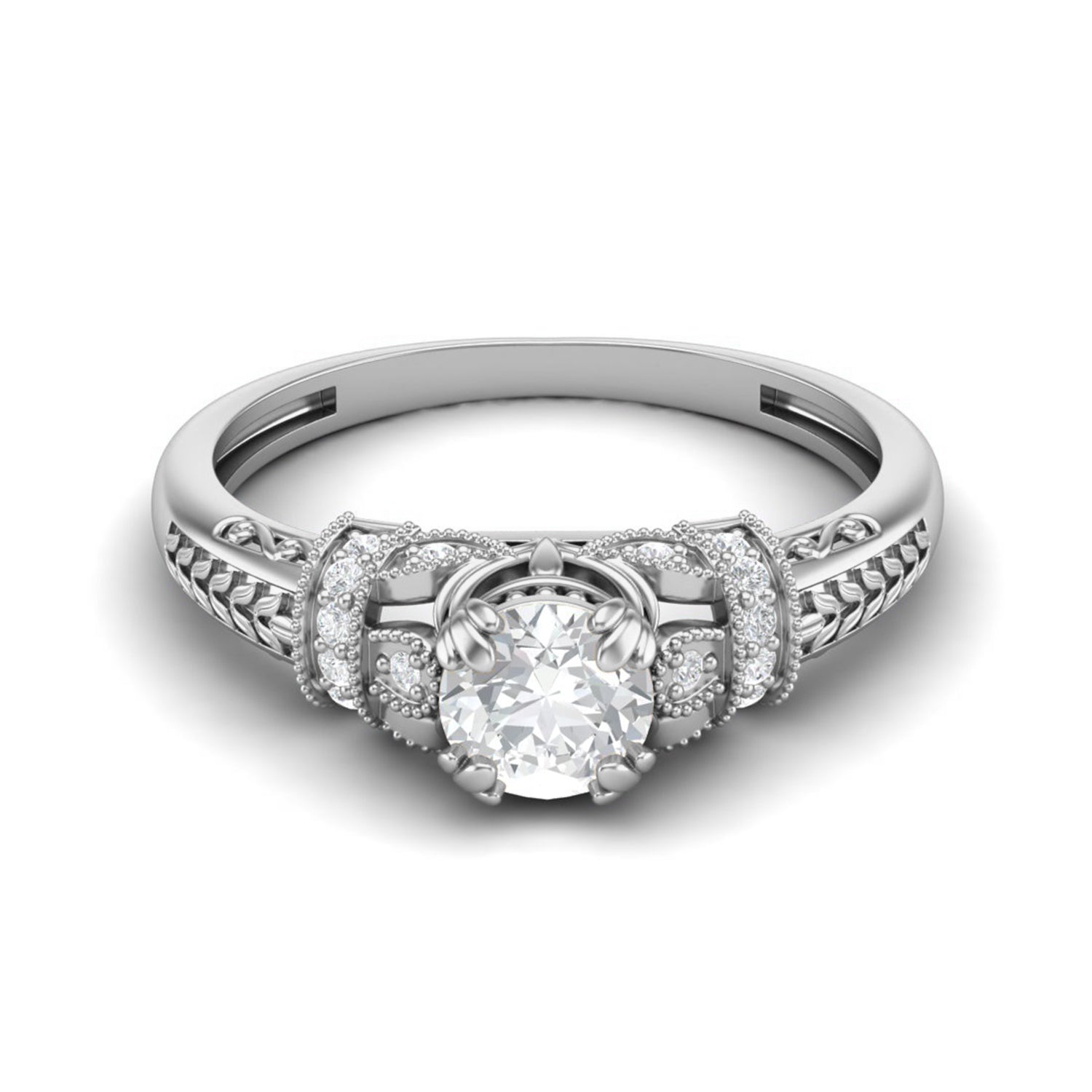 Moissanite Royal Crown Engagement Ring – Sterling Silver