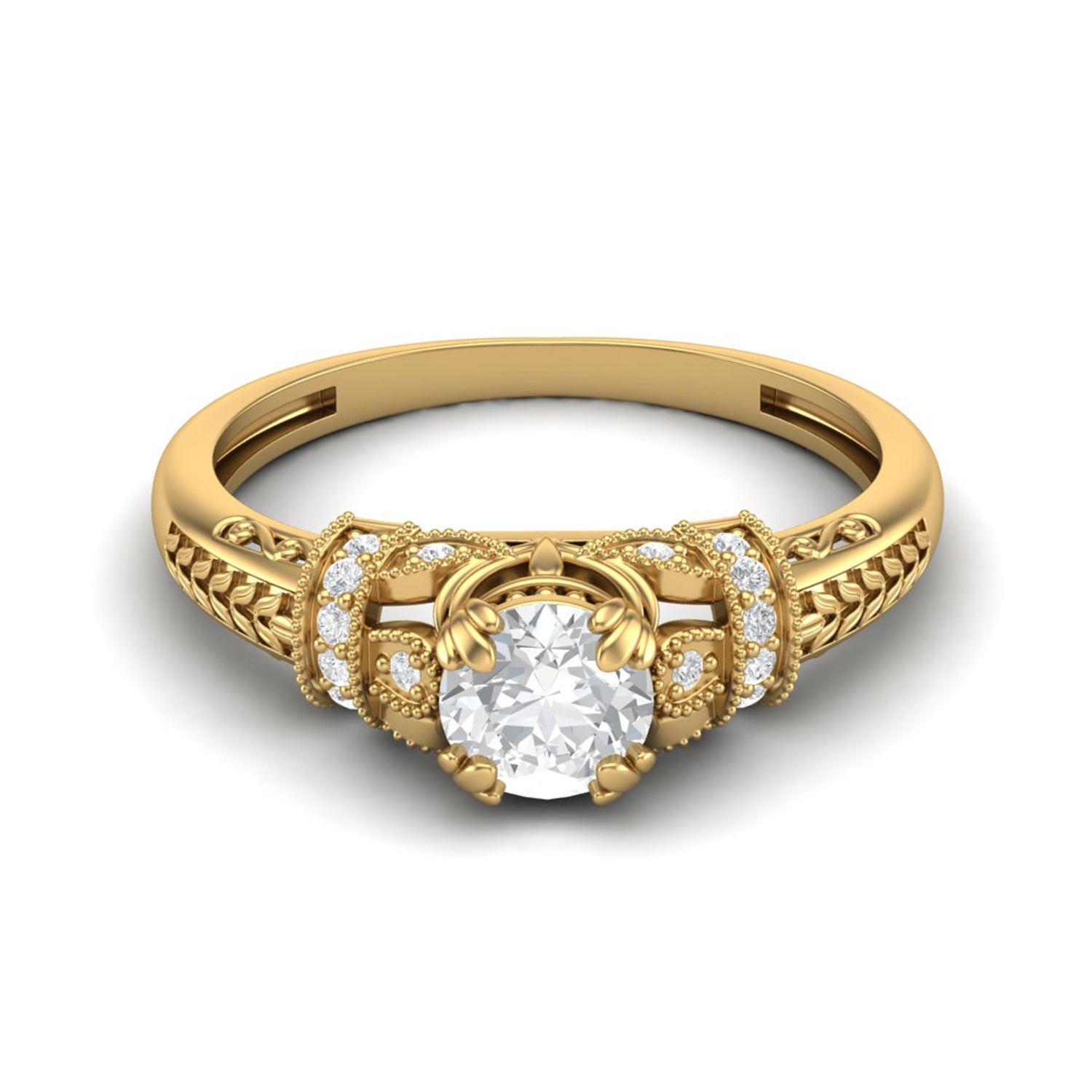 Moissanite Royal Crown Engagement Ring – Sterling Silver