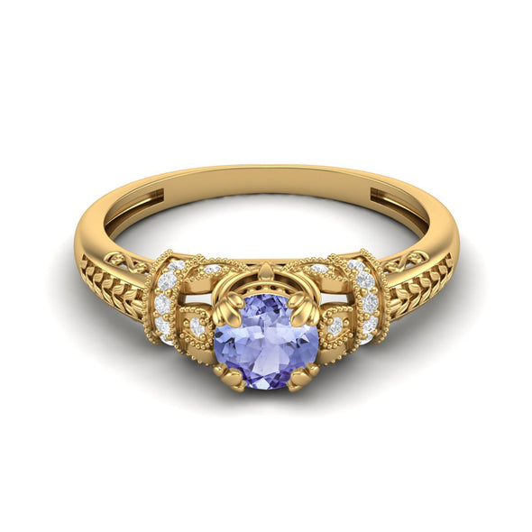 Natural Tanzanite Wedding Ring 925 Sterling Silver Promise Ring