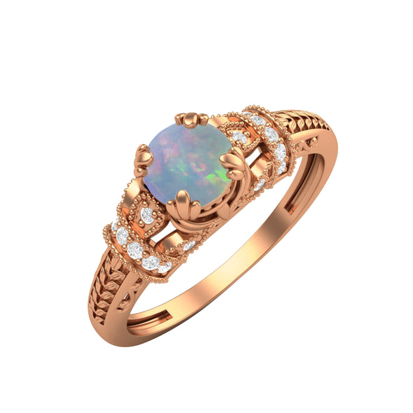 Unique Opal Wedding Ring 925 Sterling Silver Promise Ring