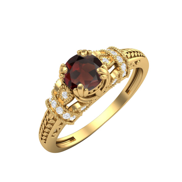 925 Sterling Silver Garnet Engagement Ring Vintage Bridal Ring
