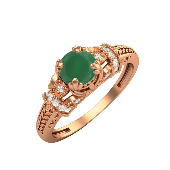 Vintage Green Onyx Wedding Ring 925 Sterling Silver Bridal Ring