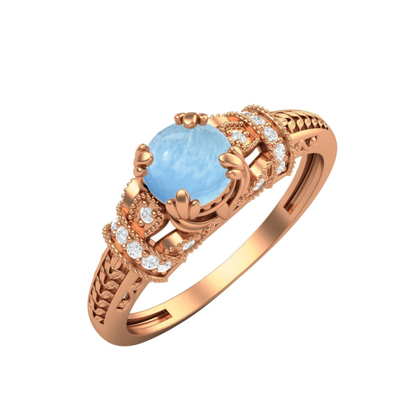 925 Sterling Silver Larimar Engagement Ring Vintage Wedding Ring